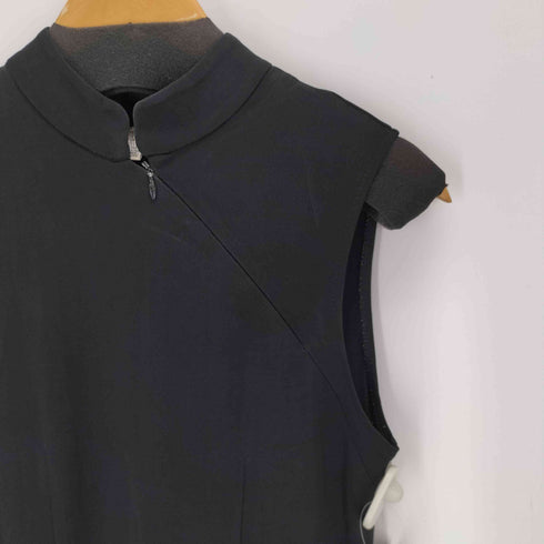 ダナキャランニューヨーク DKNY DNKY CLASSIC レーヨン混 ダイアゴナルジップ ハイネックノースリーブワンピース ドレス レディース S