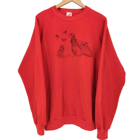 ジャージーズ JERZEES 80S USA製 ドッグ プリント クルーネック スウェット メンズ import:L