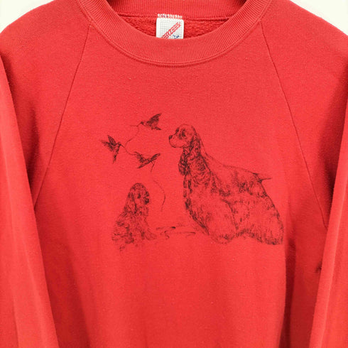 ジャージーズ JERZEES 80S USA製 ドッグ プリント クルーネック スウェット メンズ import:L