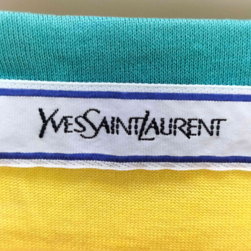 イヴサンローラン Yves Saint Laurent 刺繍ロゴ S/S リンガー Tシャツ レディース M