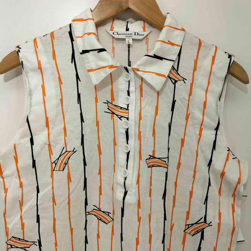 クリスチャンディオール Christian Dior SPORTS ストライプ 総柄 ノースリーブ プルオーバー レディース import:L