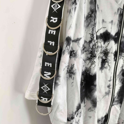 レフレム REFLEM ラインストーンタイダイZIP HOODIE メンズ