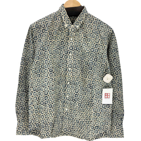 フォーティーファイブアール 45R 総柄 藍染め インディゴ染め L/S シャツ レディース JPN:3