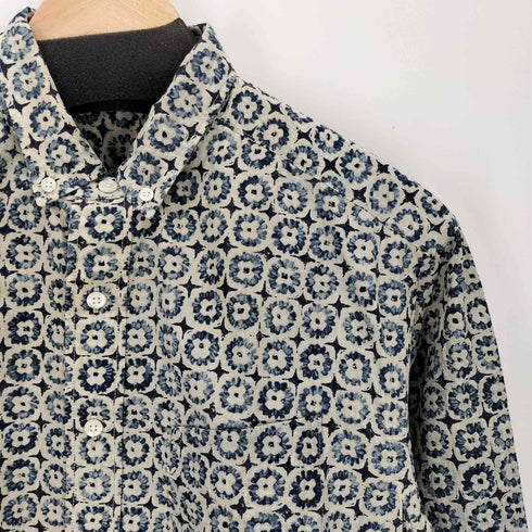 フォーティーファイブアール 45R 総柄 藍染め インディゴ染め L/S シャツ レディース JPN:3