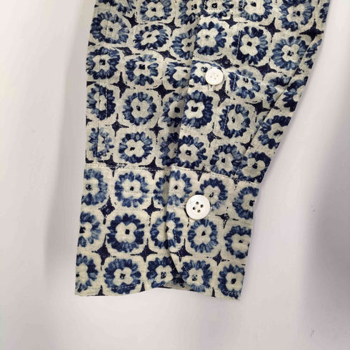 フォーティーファイブアール 45R 総柄 藍染め インディゴ染め L/S シャツ レディース JPN:3