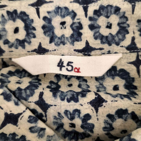 フォーティーファイブアール 45R 総柄 藍染め インディゴ染め L/S シャツ レディース JPN:3