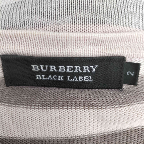 バーバリーブラックレーベル BURBERRY BLACK LABEL ワンポイント ホース刺繍 ボーダー Vネックセーター レディース US:0-2