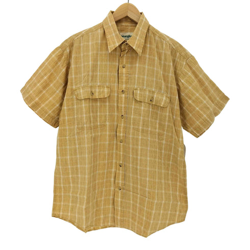 ラングラー Wrangler フロントポケット半袖チェックシャツ メンズ import:M