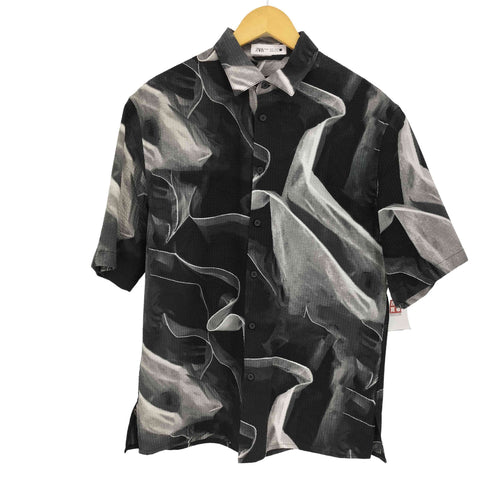 ザラ ZARA Abstract Print Textured Shirt アート柄 半袖シャツ メンズ import:M