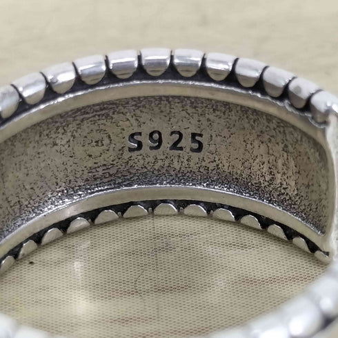 刻印925 ミルグレイン オープンリング メンズ 14