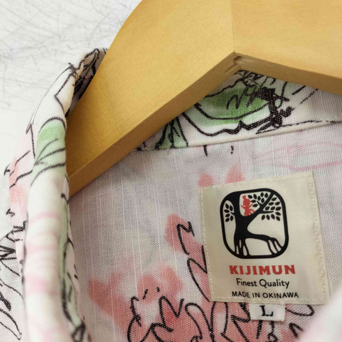 KIJIMUN リネン混 総柄 ボタンダウン 半袖シャツ メンズ JPN:L