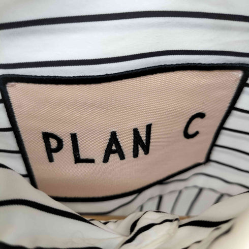 プランシー PLAN C フリルボウタイ付き ストライプ シャツ ワンピース レディース