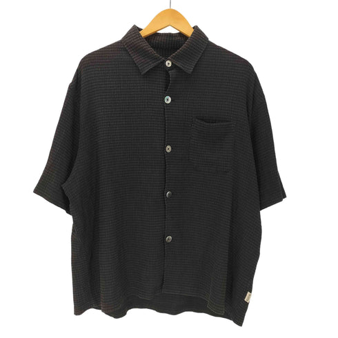 ステューシー Stussy 24SS Flat Bottom Crinkled Shirt フラット ボトム クリンクルド ブラック シャツ メンズ import:M