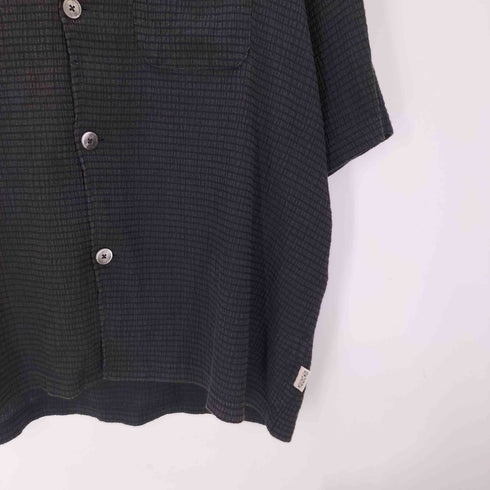 ステューシー Stussy 24SS Flat Bottom Crinkled Shirt フラット ボトム クリンクルド ブラック シャツ メンズ import:M