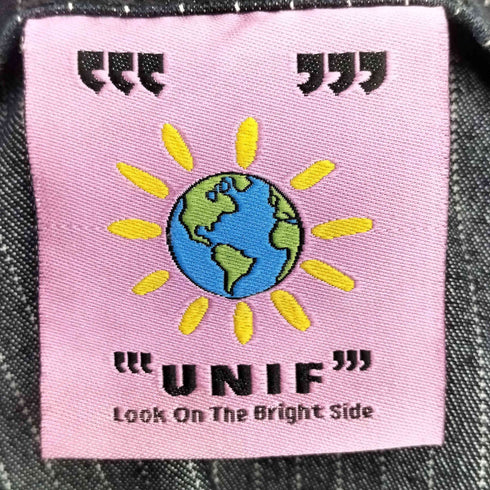 ユニフ UNIF ピンストライプデニムフレアパンツ Y2K レディース 29