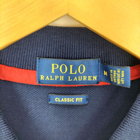 ポロラルフローレン POLO RALPH LAUREN 星条旗 ビッグポニー刺繍 鹿の子ポロシャツ メンズ import:M