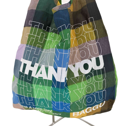 バグゥ BAGGU THANK YOU 15周年マドラスチェック柄エコバッグ レディース