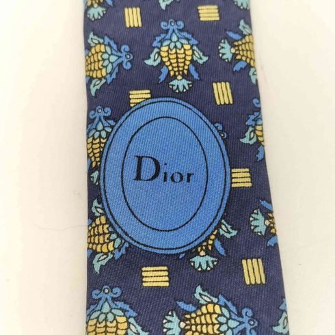 クリスチャンディオール Christian Dior トウモロコシ柄 シルクネクタイ メンズ