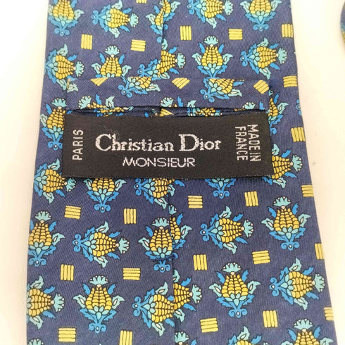 クリスチャンディオール Christian Dior トウモロコシ柄 シルクネクタイ メンズ