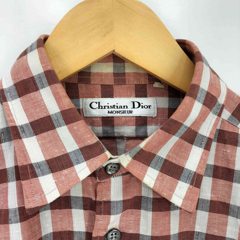 クリスチャンディオール Christian Dior チェック レギュラーカラー シャツ メンズ import:M