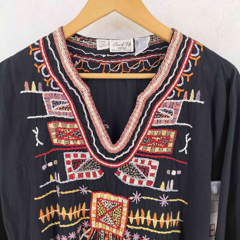 インド綿 エスニック刺繍ワンピース レディース FREE