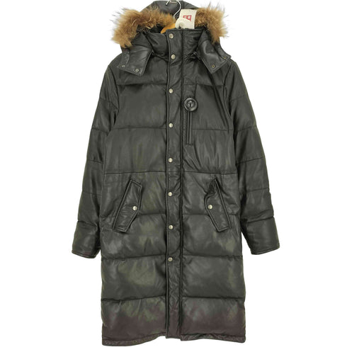 リューグーレザーズ Liugoo Leathers ラクーンファー ラムレザー ダウンコート メンズ JPN:M