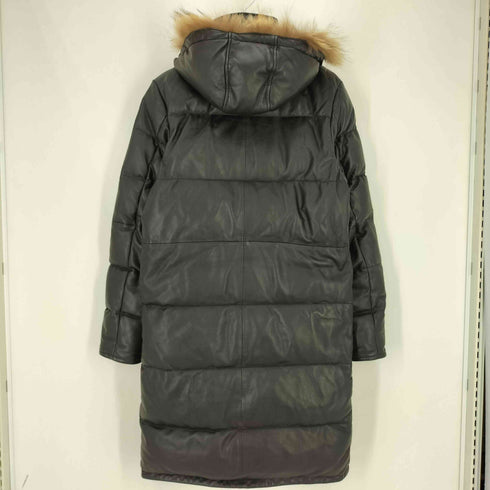 リューグーレザーズ Liugoo Leathers ラクーンファー ラムレザー ダウンコート メンズ JPN:M