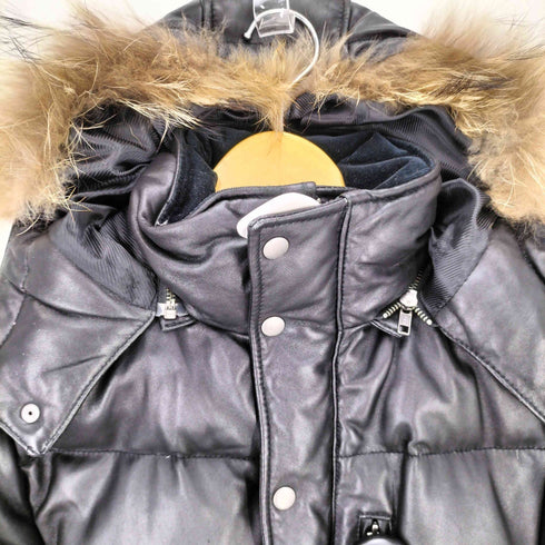 リューグーレザーズ Liugoo Leathers ラクーンファー ラムレザー ダウンコート メンズ JPN:M