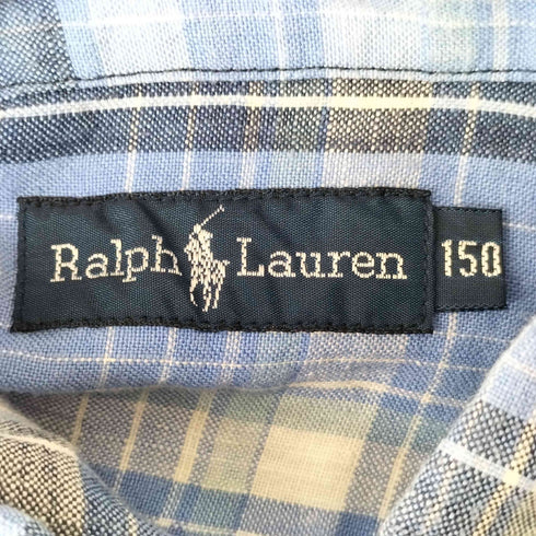 ラルフローレン RALPH LAUREN ポニー 刺繍 リネン チェック L/S シャツ レディース 150