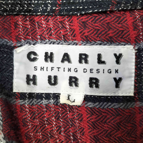 CHARLY HURRY レーヨン混 チェック ボタンダウンシャツ メンズ L