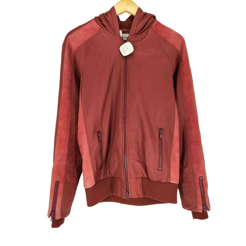 アコースティック acoustic real leather ダブルジップレザージップフーディージャケット メンズ M