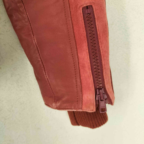 アコースティック acoustic real leather ダブルジップレザージップフーディージャケット メンズ M