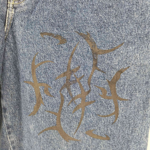 JNCO JEANS YBSジップ 裾ワッペン ペイント バギー ショーツ デニム メンズ 32