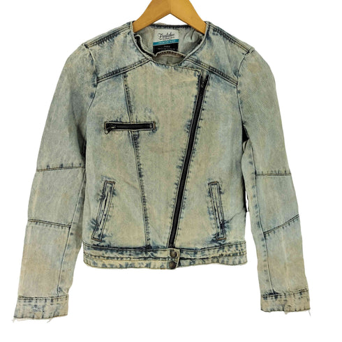 ザラ ZARA Trafaluc ウォッシュドデニムライダースジャケット レディース import:S