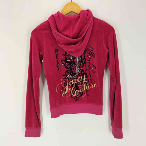 ジューシークチュール JUICY COUTURE ラインストーン付き ベロア ジップパーカー Y2K レディース P