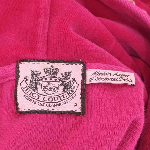 ジューシークチュール JUICY COUTURE ラインストーン付き ベロア ジップパーカー Y2K レディース P