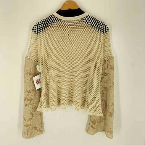 Acka. 長袖 メッシュ レース トップス レディース FREE