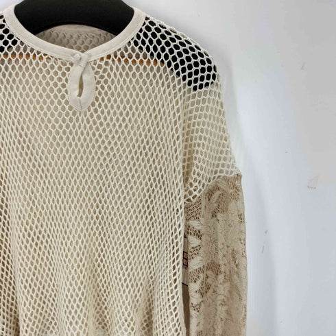 Acka. 長袖 メッシュ レース トップス レディース FREE