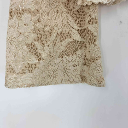 Acka. 長袖 メッシュ レース トップス レディース FREE