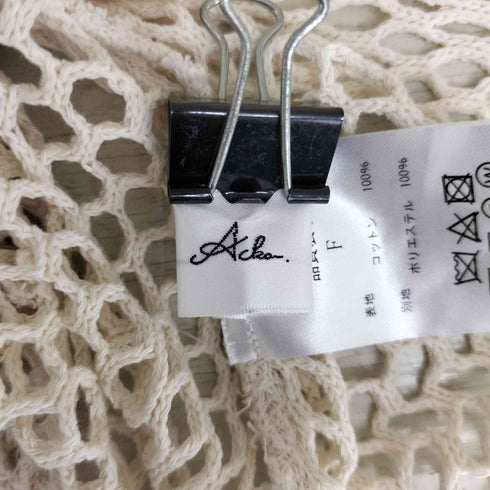 Acka. 長袖 メッシュ レース トップス レディース FREE