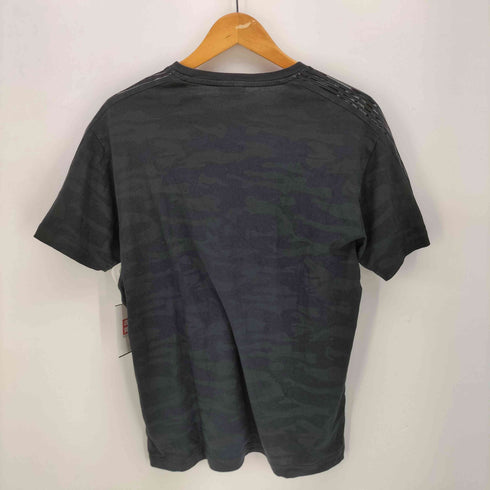 エンポリオアルマーニ EMPORIO ARMANI ワンポイントロゴ 迷彩 肩ボーダー クルーネック コットン S/S Tシャツ メンズ import:M