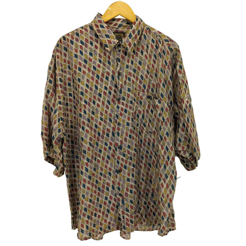 ブルーノ BRUNO イタリア製 ジオメトリックパターン S/S シルクシャツ メンズ import:XL