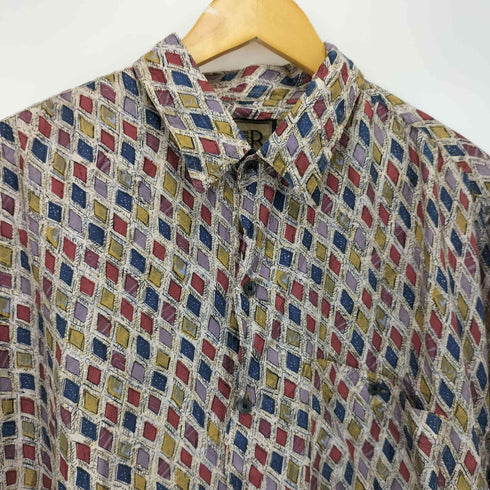 ブルーノ BRUNO イタリア製 ジオメトリックパターン S/S シルクシャツ メンズ import:XL