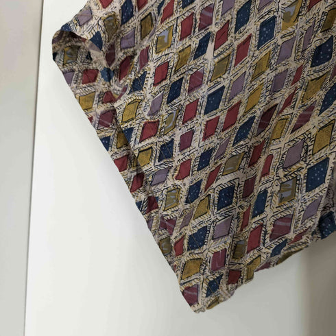 ブルーノ BRUNO イタリア製 ジオメトリックパターン S/S シルクシャツ メンズ import:XL