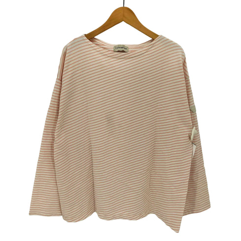 フォーサムワン FORSOMEONE 日本製 革パッチ ボーダー クルーネック L/S シャツ レディース EUR:48