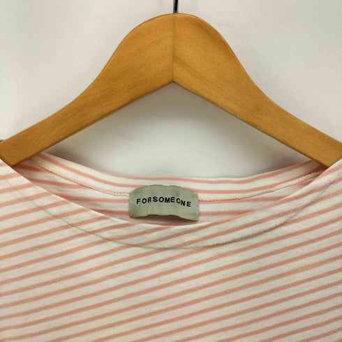 フォーサムワン FORSOMEONE 日本製 革パッチ ボーダー クルーネック L/S シャツ レディース EUR:48