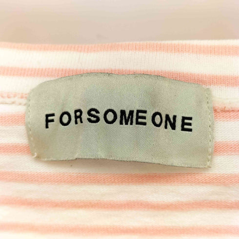 フォーサムワン FORSOMEONE 日本製 革パッチ ボーダー クルーネック L/S シャツ レディース EUR:48