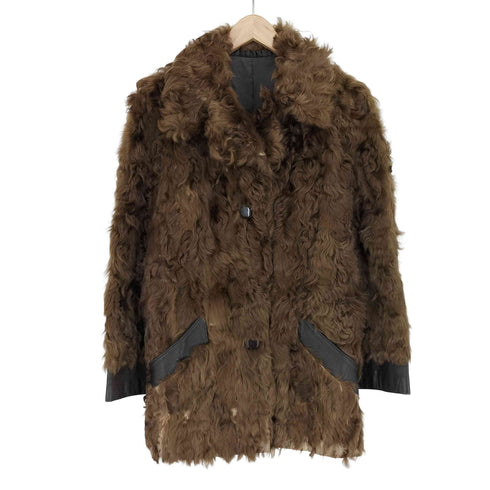 real fur jacket リアルファージャケット パイピングレザー バックベルト レディース