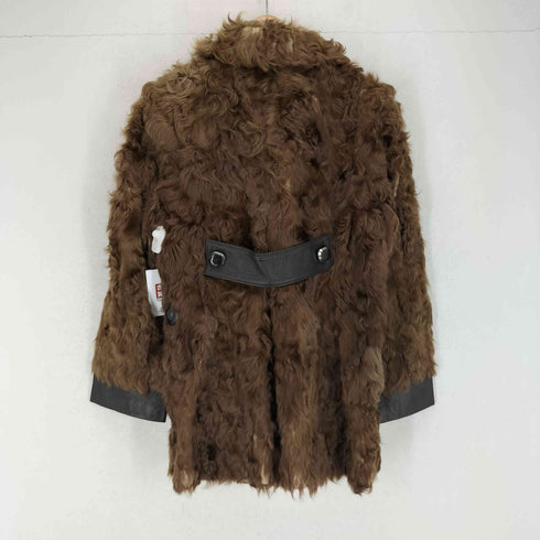 real fur jacket リアルファージャケット パイピングレザー バックベルト レディース