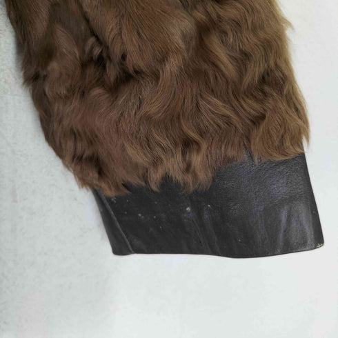 real fur jacket リアルファージャケット パイピングレザー バックベルト レディース